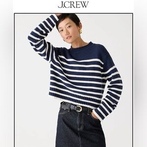 J. Crew Roll Neck Sweater, navy and white stripe, Size Small